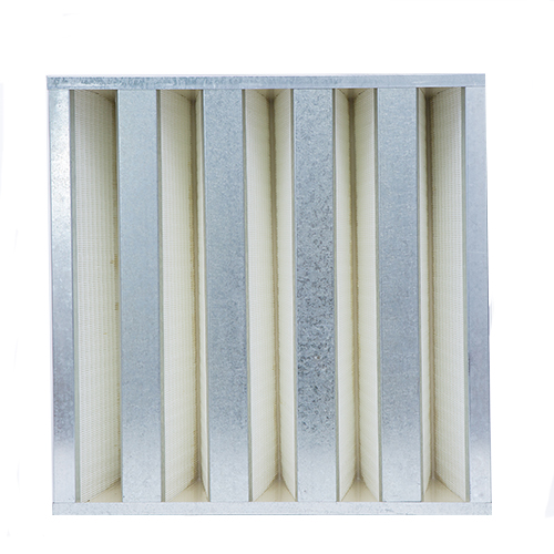 Medium-efficiency sub-high efficiency V-shaped dense pleated filter